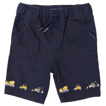 Trucks and Diggers Embroidered Twill Short Navy