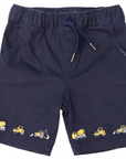 Trucks and Diggers Embroidered Twill Short Navy