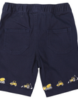 Trucks and Diggers Embroidered Twill Short Navy