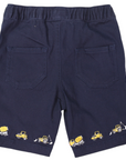 Trucks and Diggers Embroidered Twill Short Navy