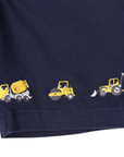 Trucks and Diggers Embroidered Twill Short Navy