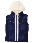 Denim Vest with Hood Dark Wash