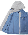 Denim Vest with Hood Light Wash