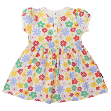 Flower Print Cotton Dress Cloud