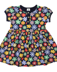 Flower Print Cotton Dress Navy