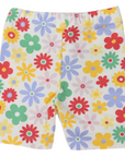 Flower Print Cotton Bike Shorts Cloud