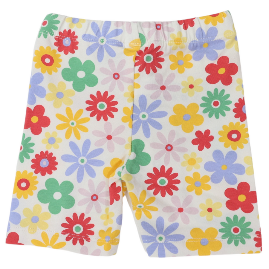 Flower Print Cotton Bike Shorts Cloud