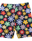 Flower Print Cotton Bike Shorts Navy