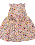 Hand Smocked Floral Dress with Frill Pink