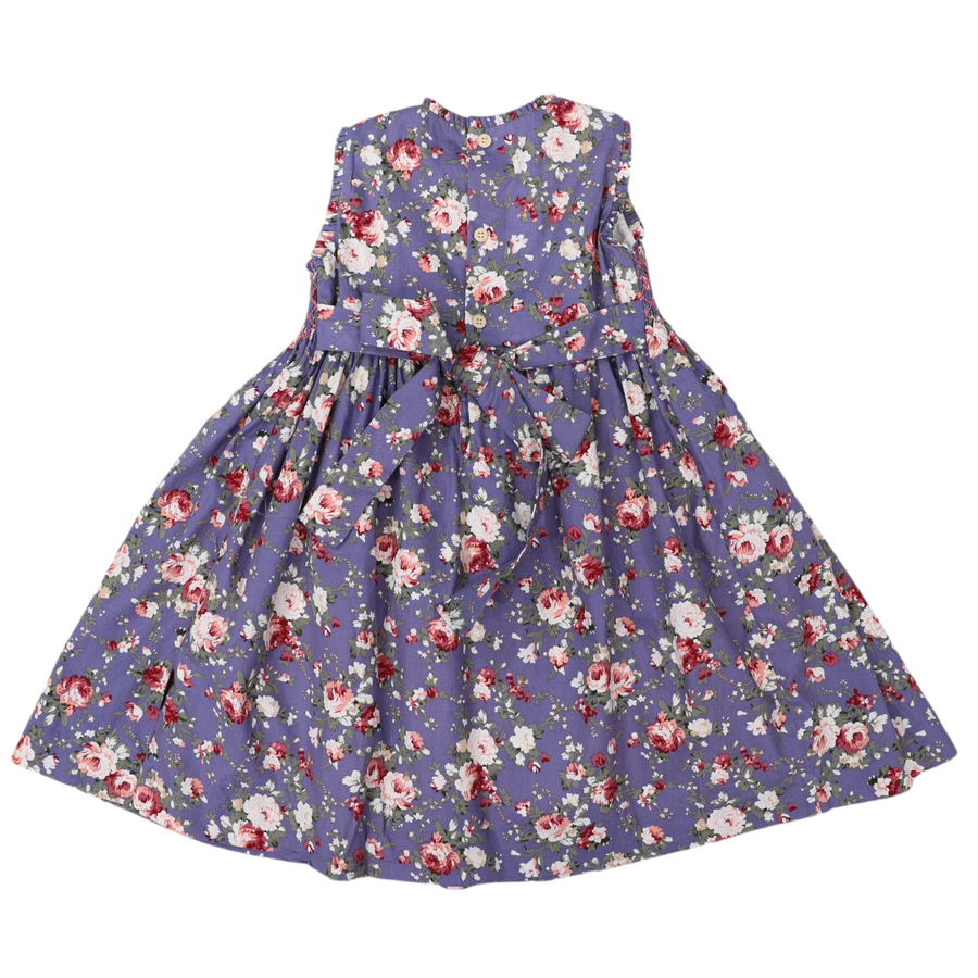 Hand Smocked Floral Dress Mauve