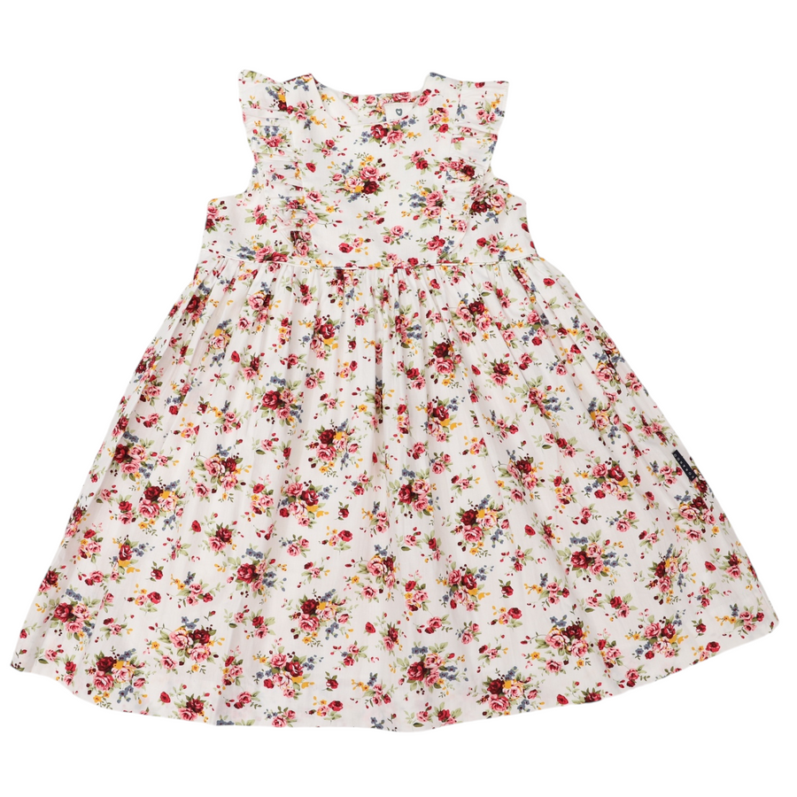 Floral Dress with frill White