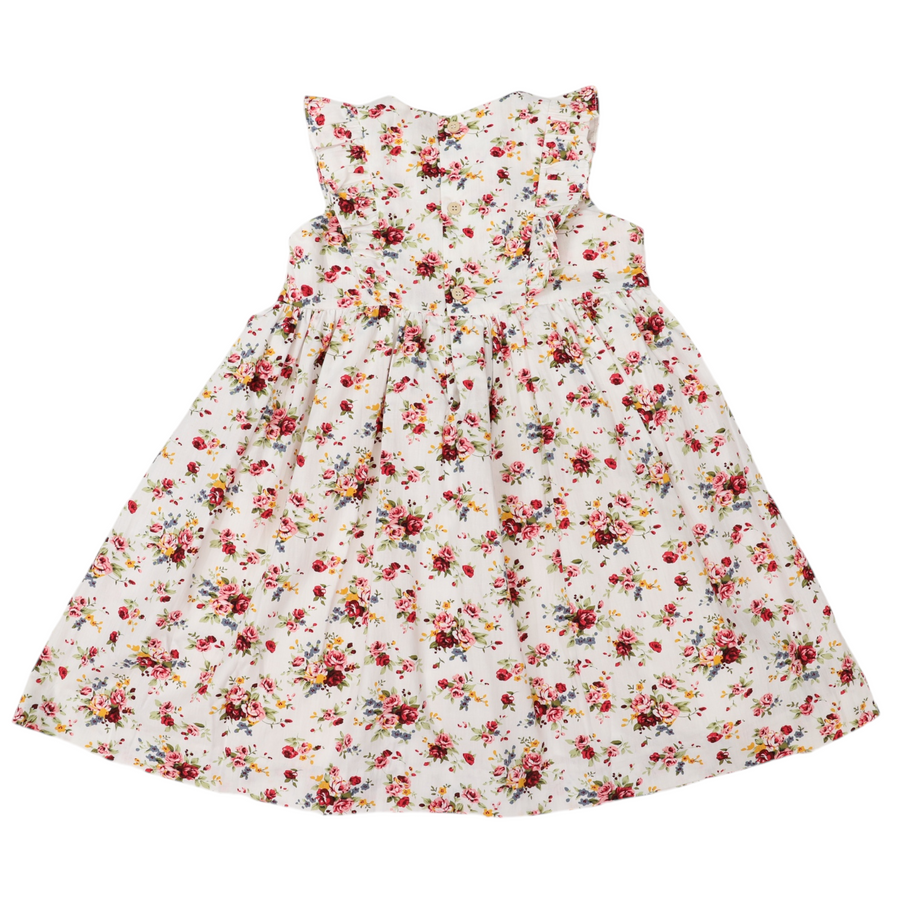 Floral Dress with frill White