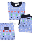 Cotton PJs Classic Xmas Print Blue