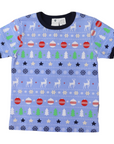 Cotton PJs Classic Xmas Print Blue