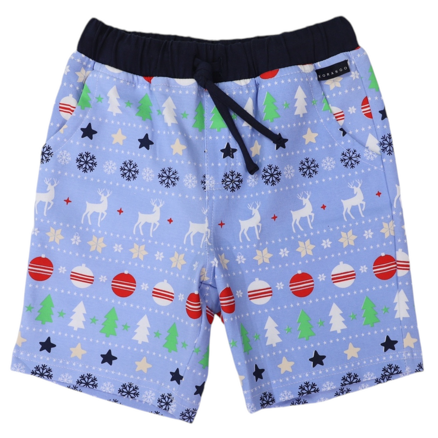 Cotton PJs Classic Xmas Print Blue