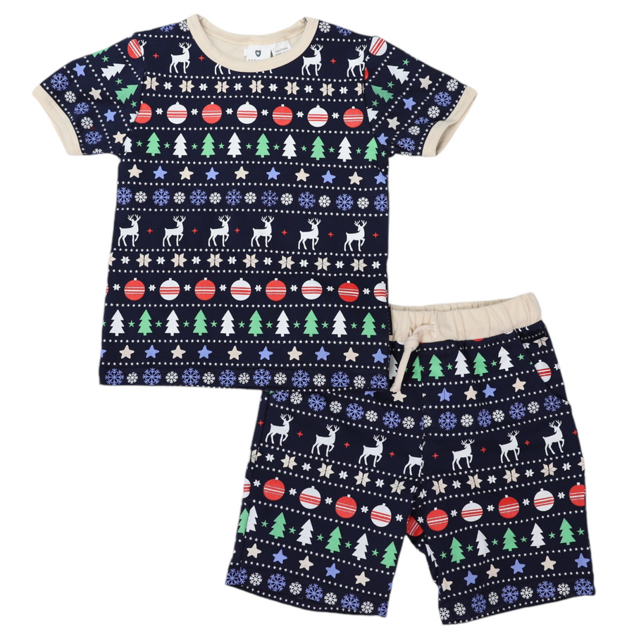 Cotton PJs Classic Xmas Print Navy