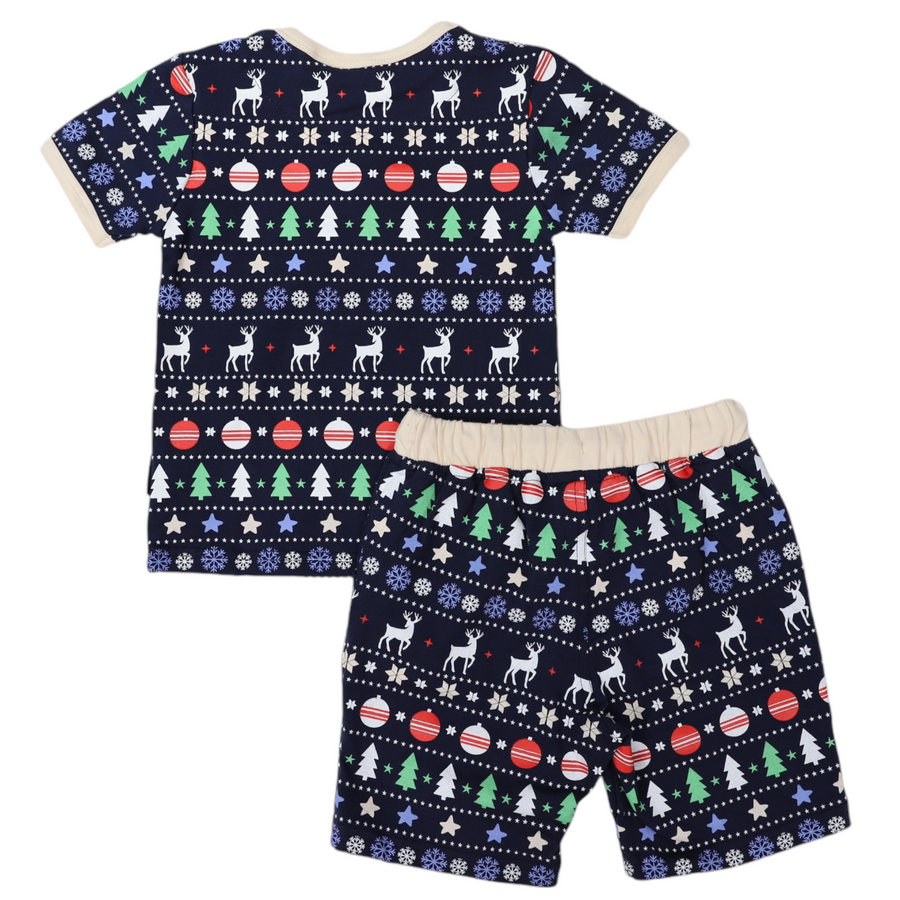 Cotton PJs Classic Xmas Print Navy