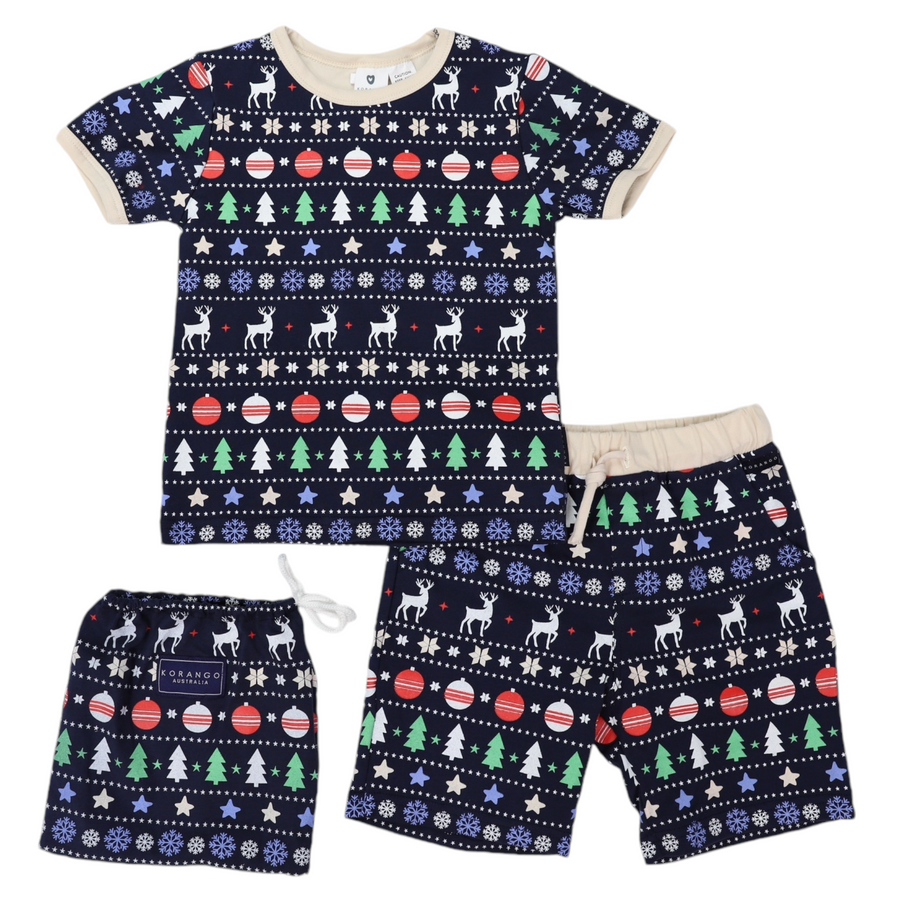 Cotton PJs Classic Xmas Print Navy