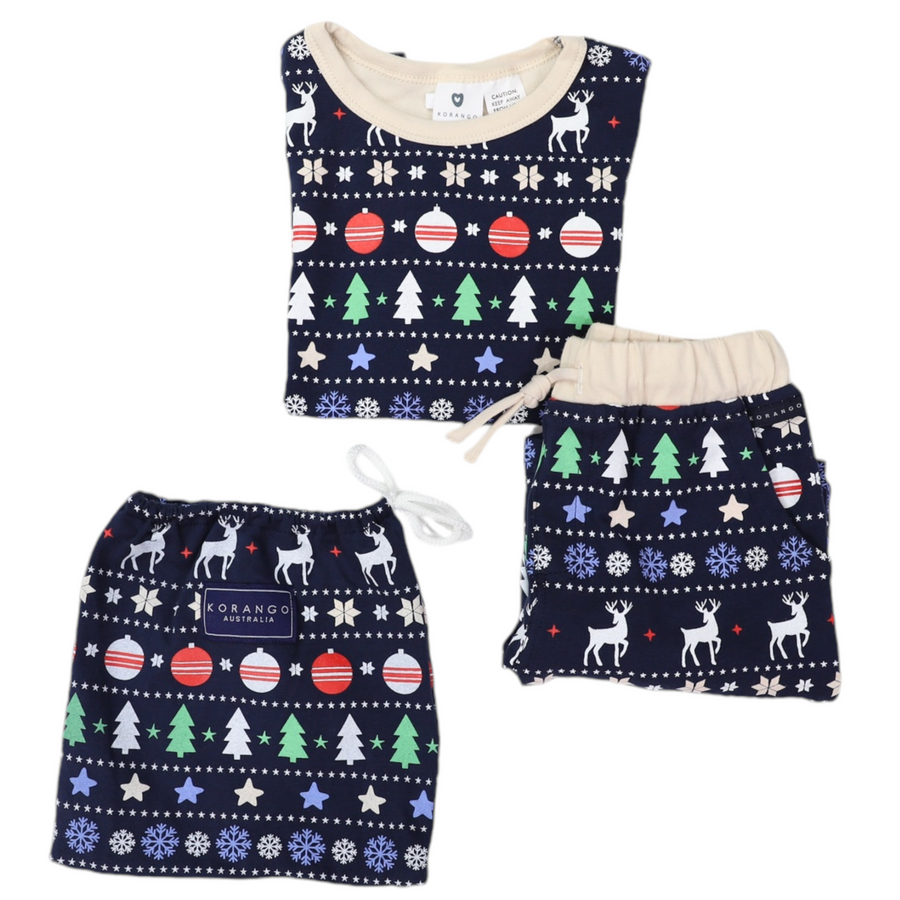 Cotton PJs Classic Xmas Print Navy