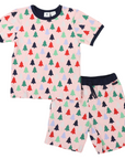 Cotton PJs Xmas Tree Print Pink