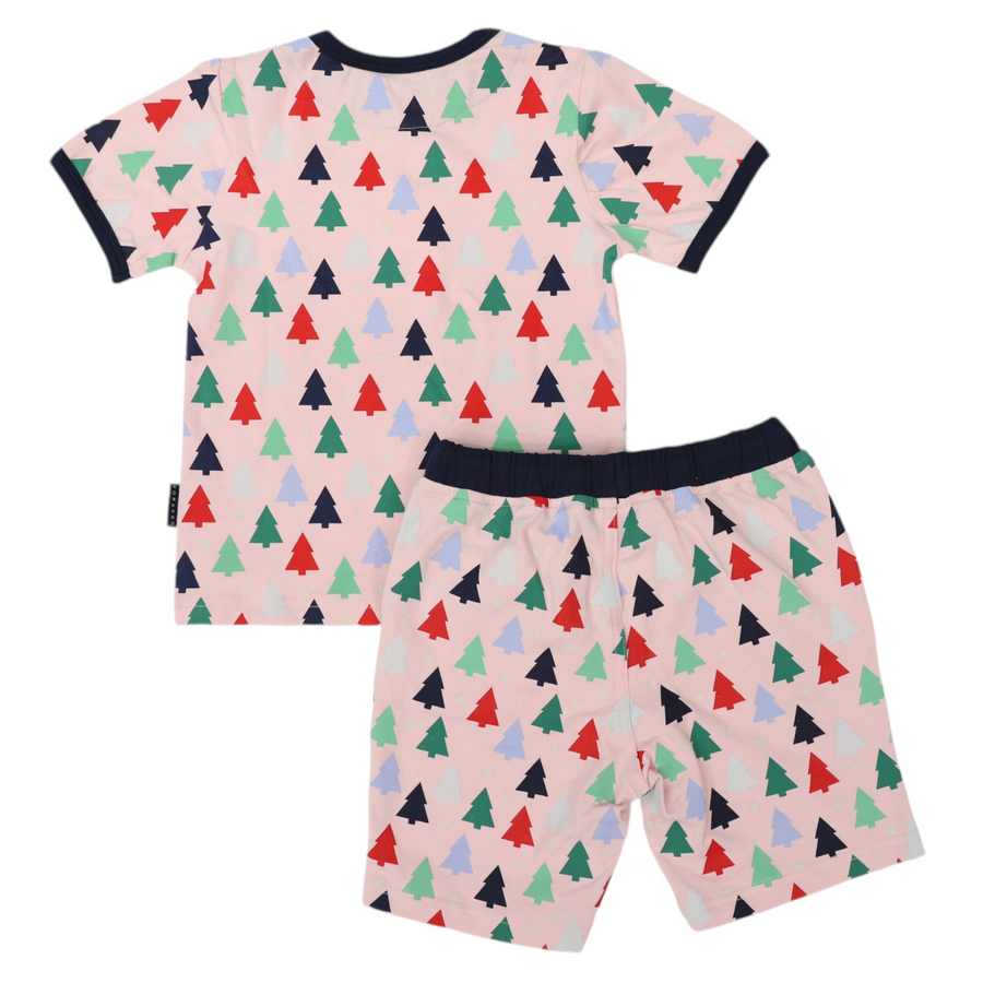 Cotton PJs Xmas Tree Print Pink