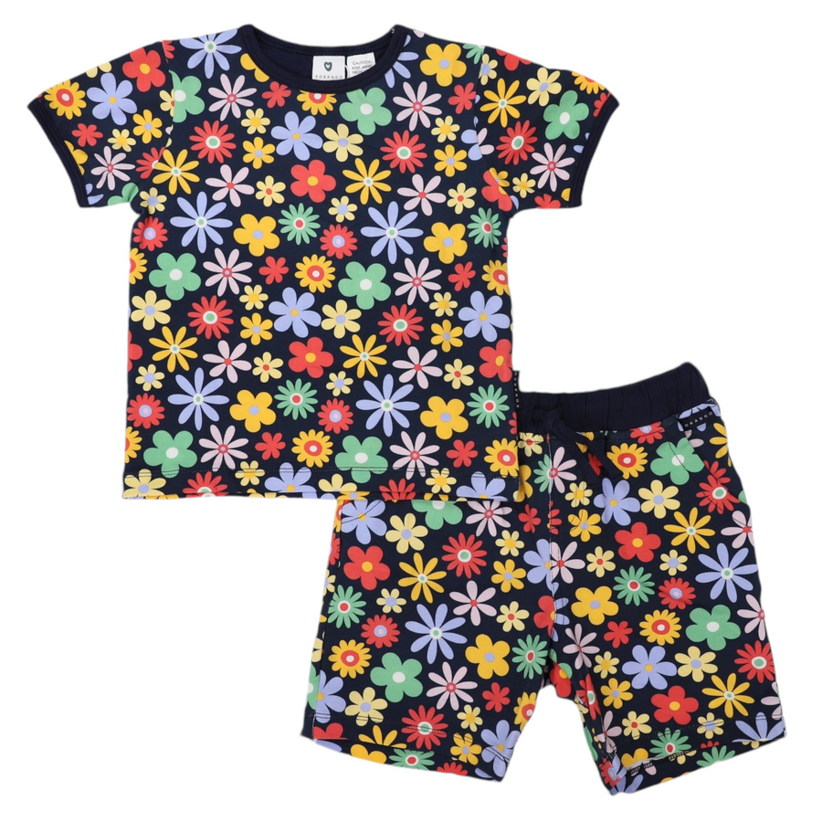 Cotton PJs Flower Print Navy