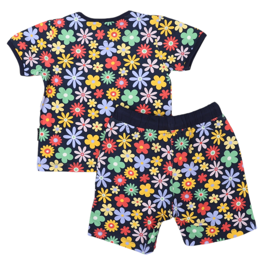 Cotton PJs Flower Print Navy