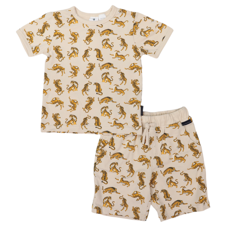 Cotton PJs Tiger Print Tapioca