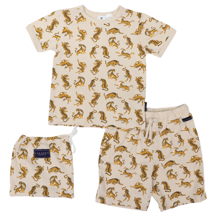 Cotton PJs Tiger Print Tapioca