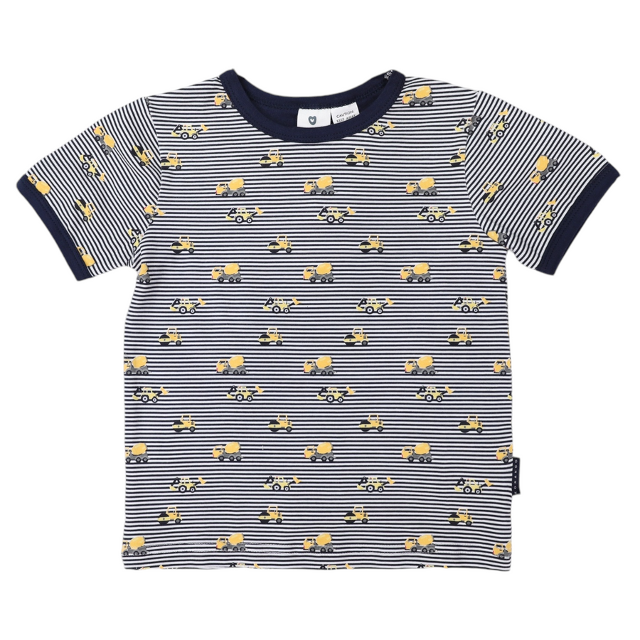 Cotton PJs Trucks and Diggers Print Navy