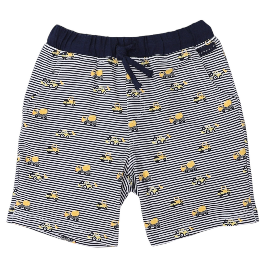 Cotton PJs Trucks and Diggers Print Navy