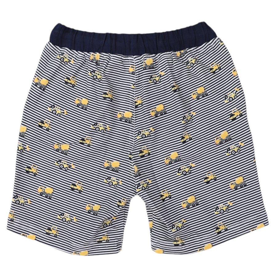 Cotton PJs Trucks and Diggers Print Navy