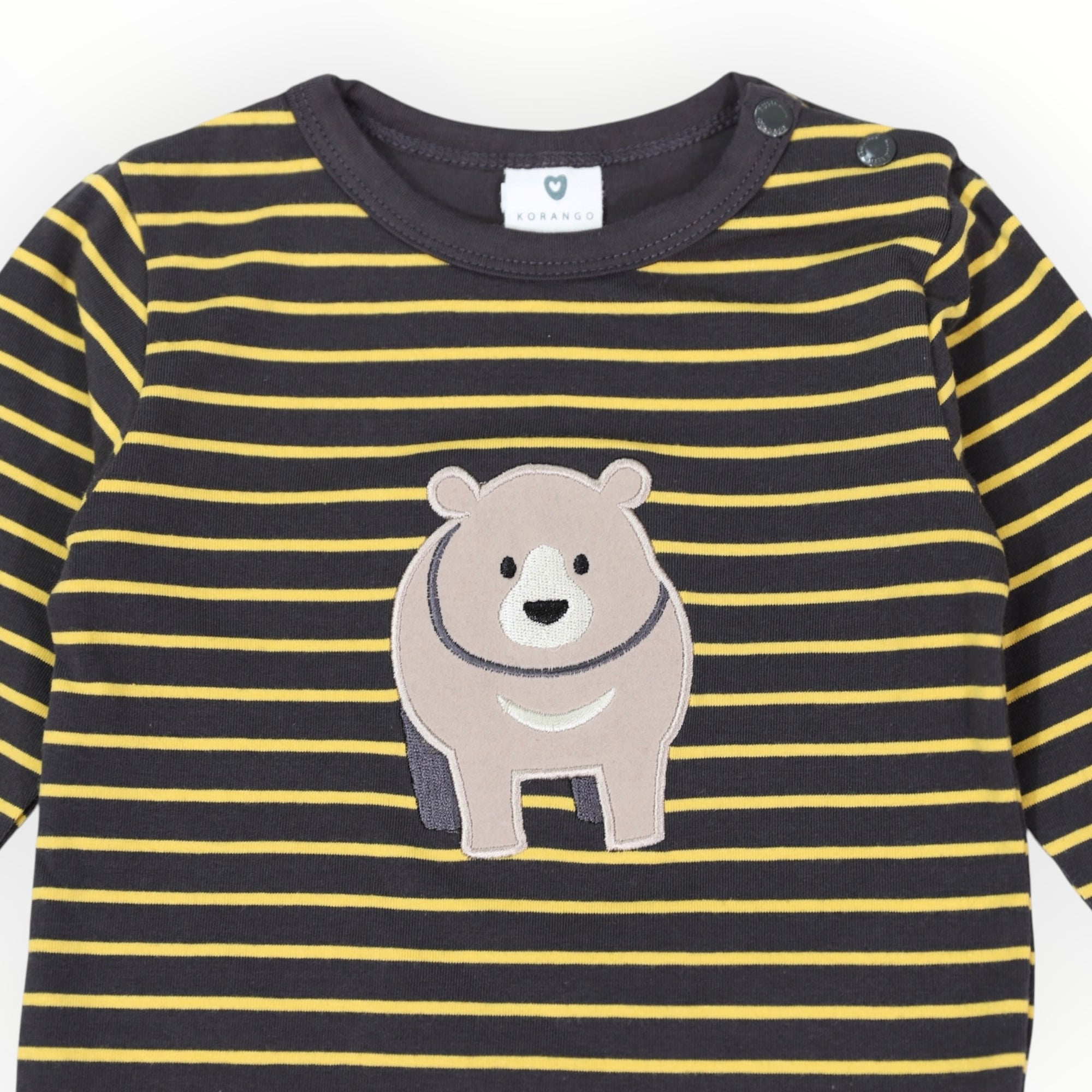 Bear Striped Top Charcoal