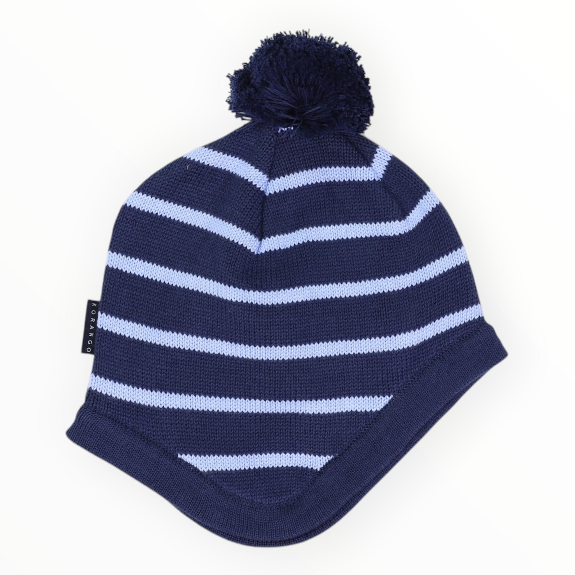 Cotton Striped Beanie Blue Stripe