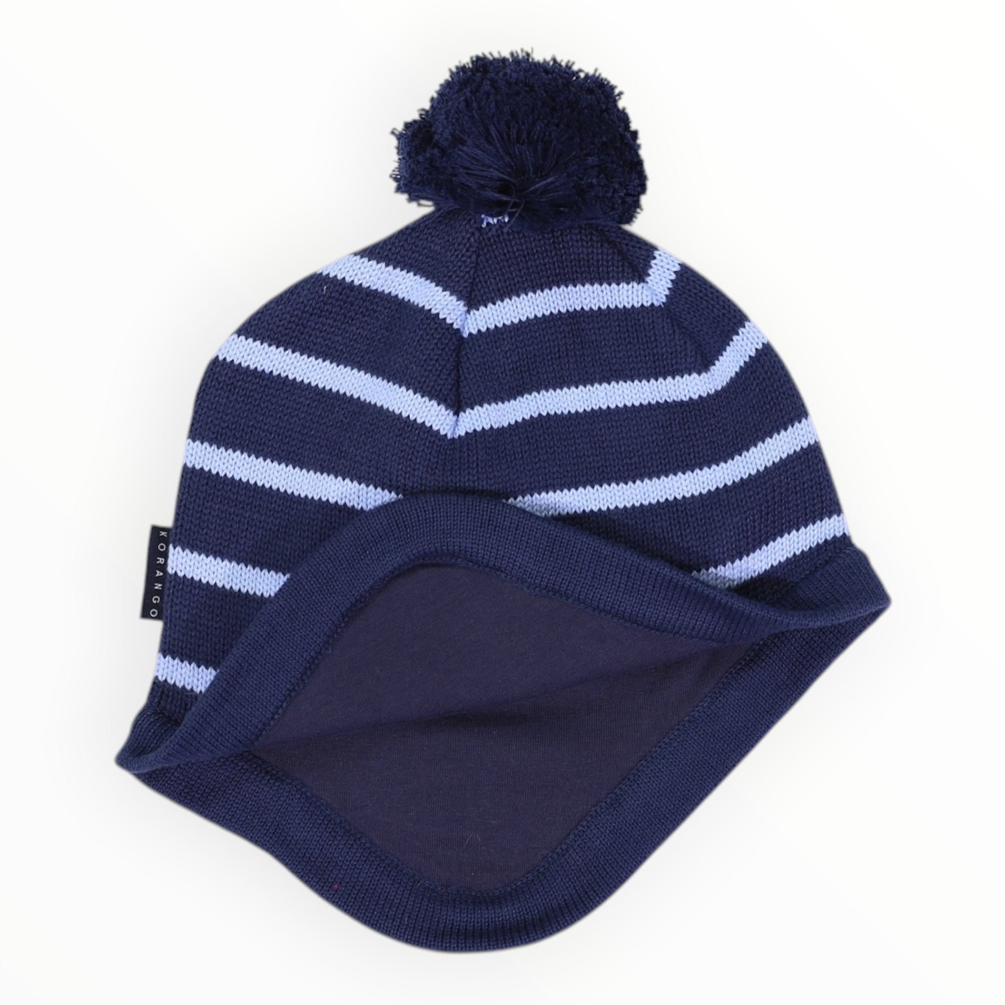 Cotton Striped Beanie Blue Stripe