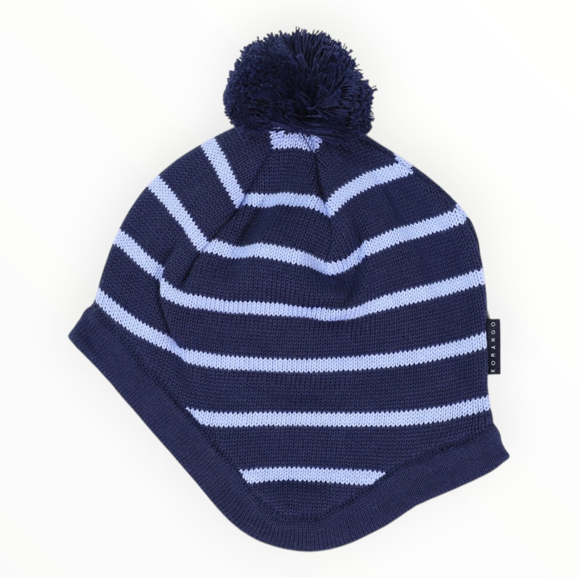 Cotton Striped Beanie Blue Stripe