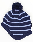 Cotton Striped Beanie Blue Stripe