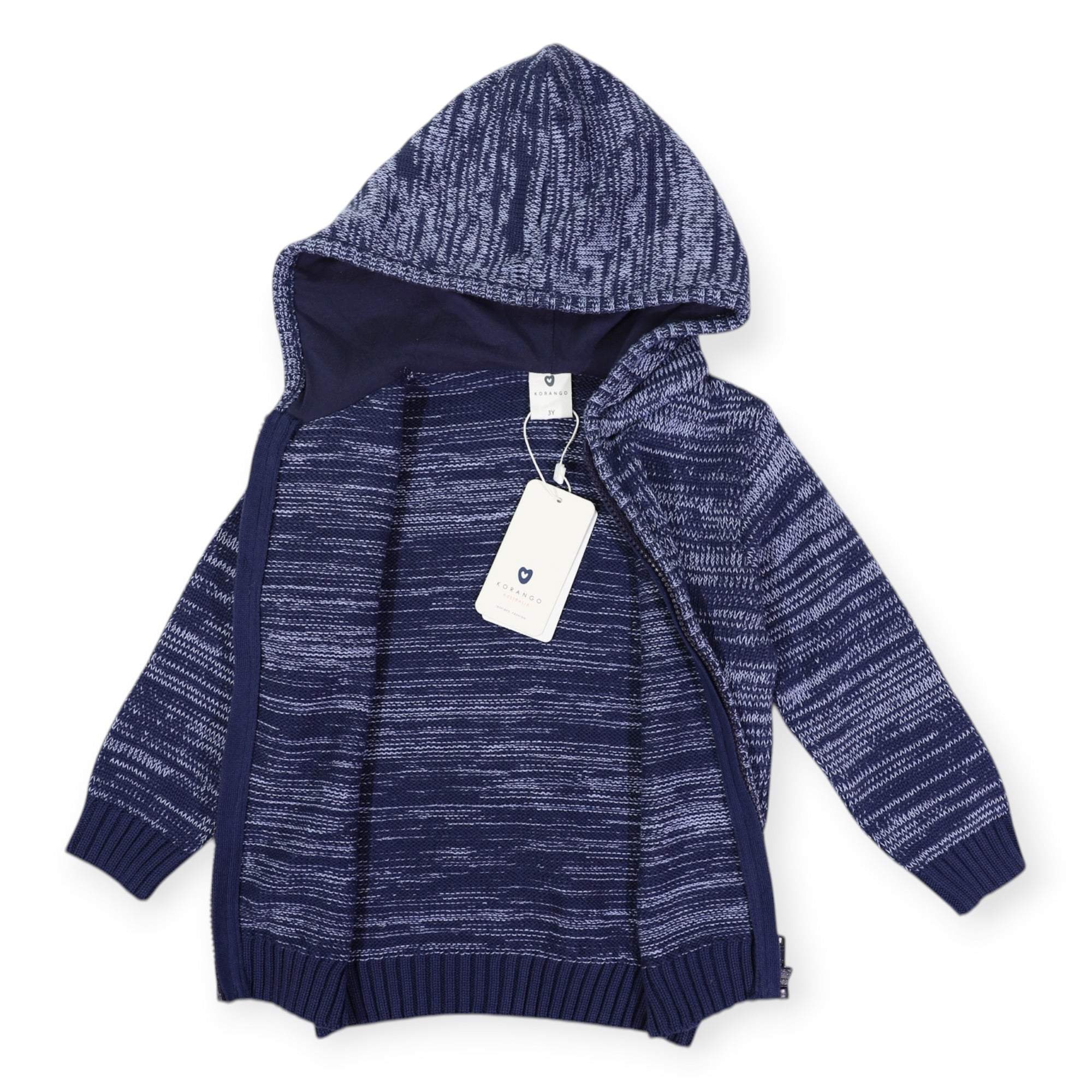 Fleck Knit Zip Jacket Blue
