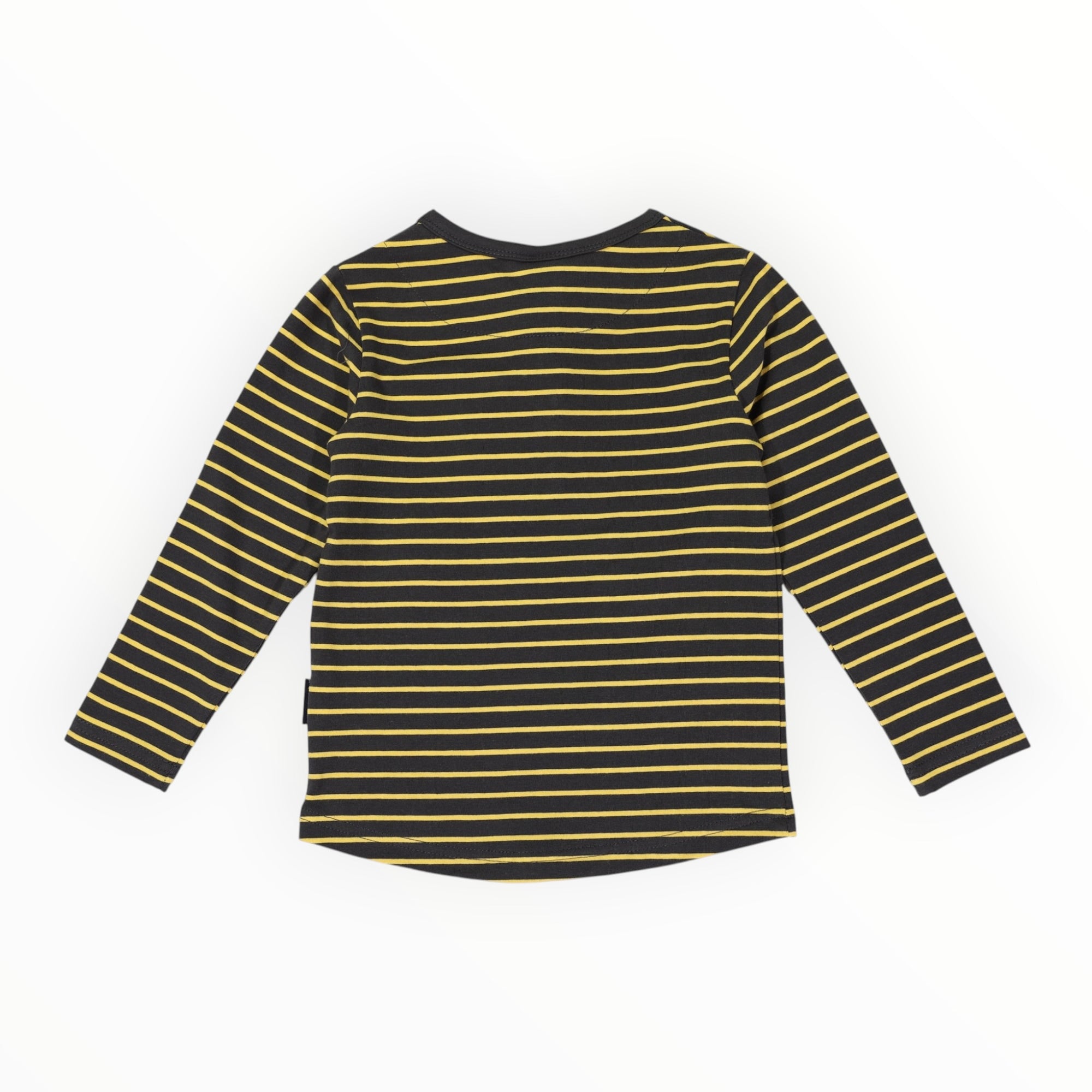 Striped Cotton Henley Top Charcoal