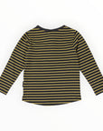 Striped Cotton Henley Top Charcoal