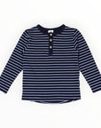 Striped Cotton Henley Top Blue