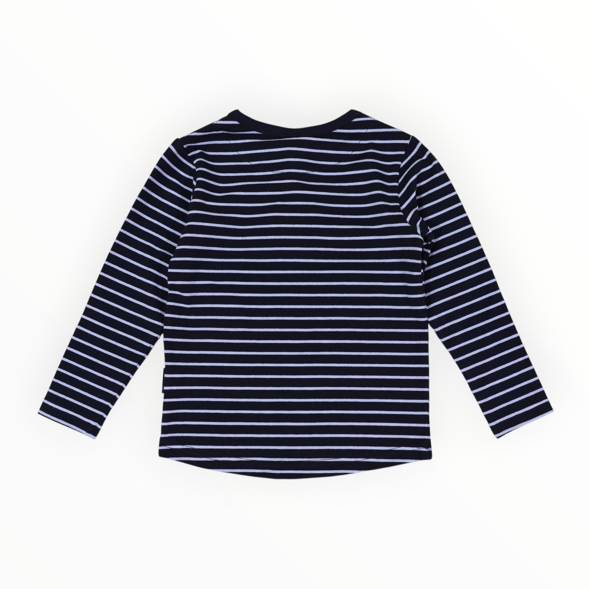 Striped Cotton Henley Top Blue