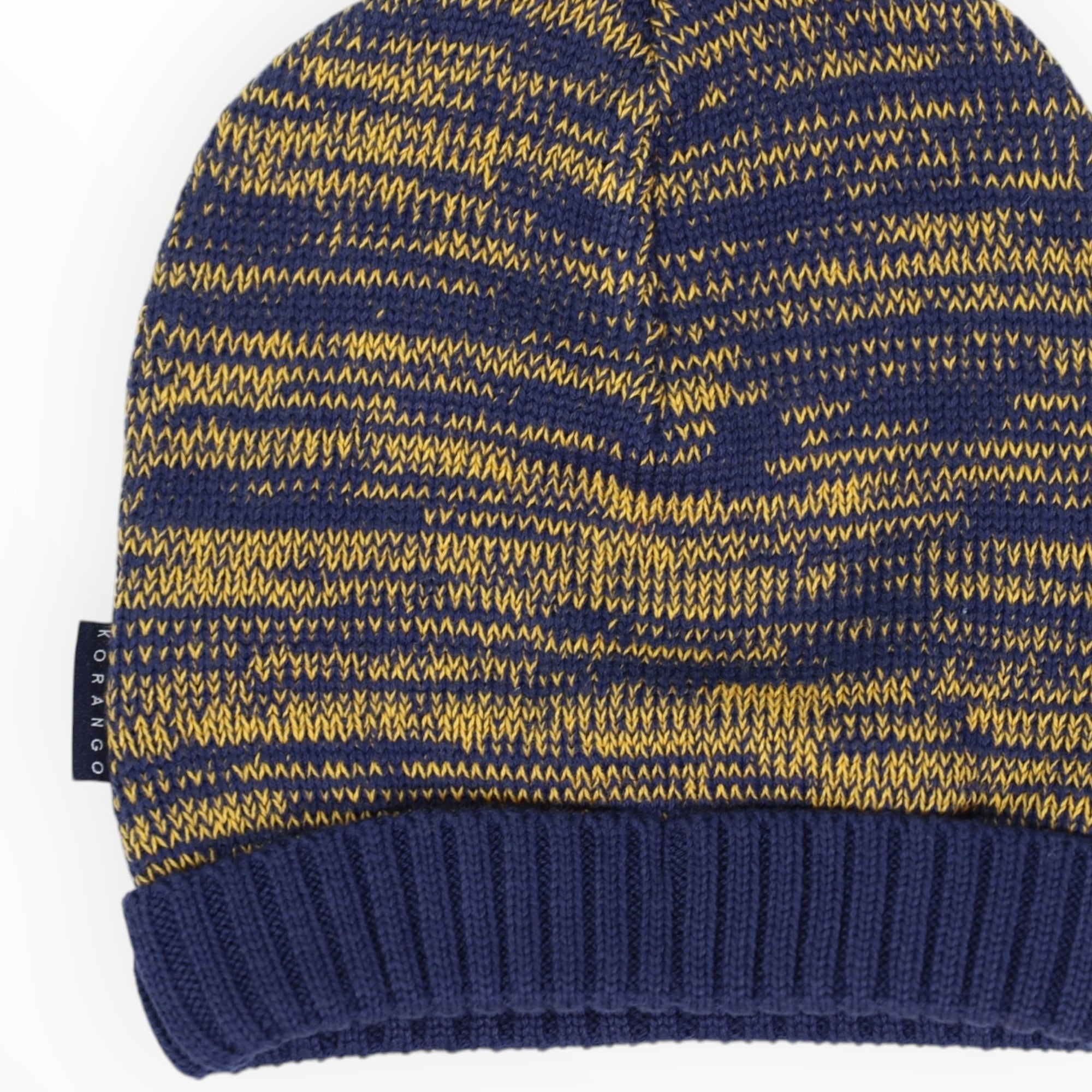 Fleck Knit Beanie Navy/Mustard