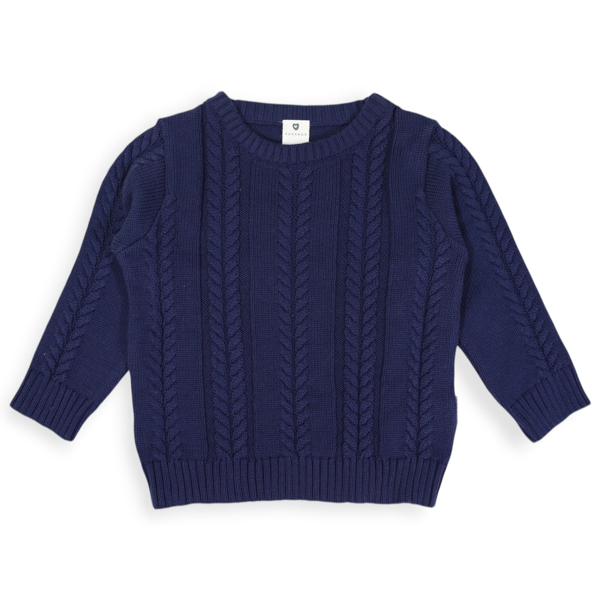 Classic Winter Cable Knit Sweater Navy