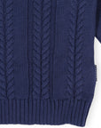 Classic Winter Cable Knit Sweater Navy