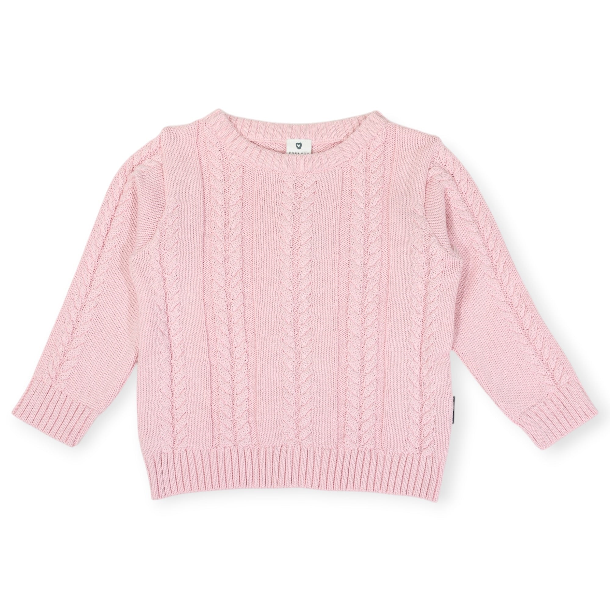 Classic Winter Cable Knit Sweater Pink