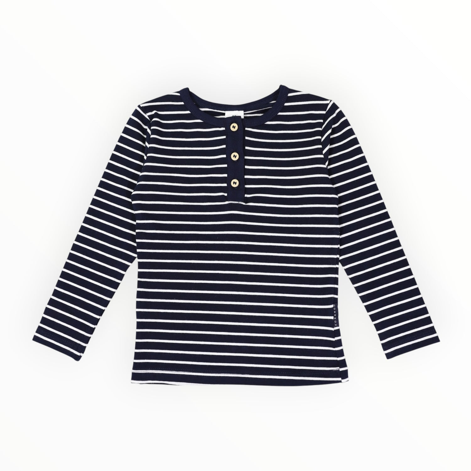 Cotton Henley Top Navy Stripe
