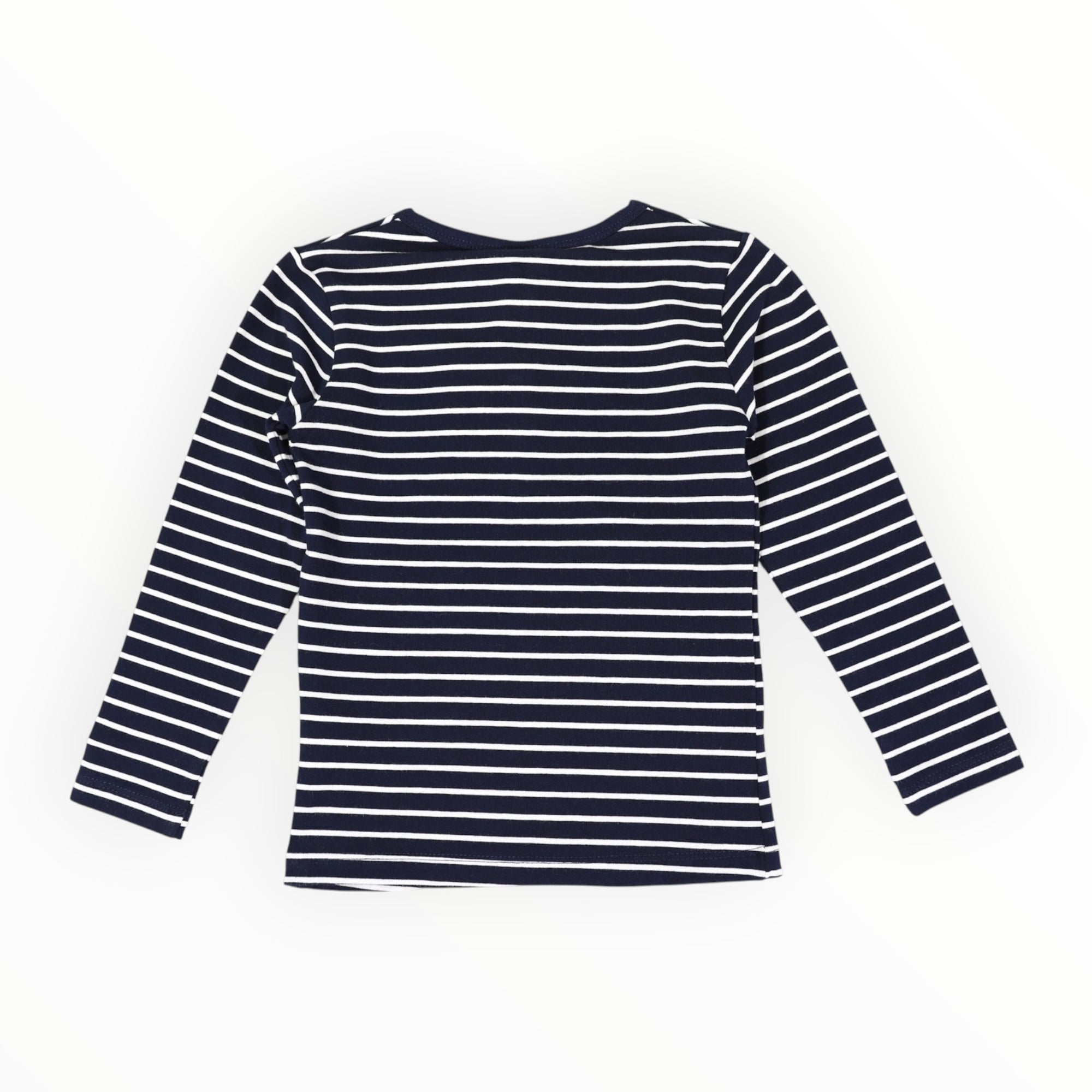 Cotton Henley Top Navy Stripe