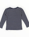 Cotton Henley Top Navy Stripe