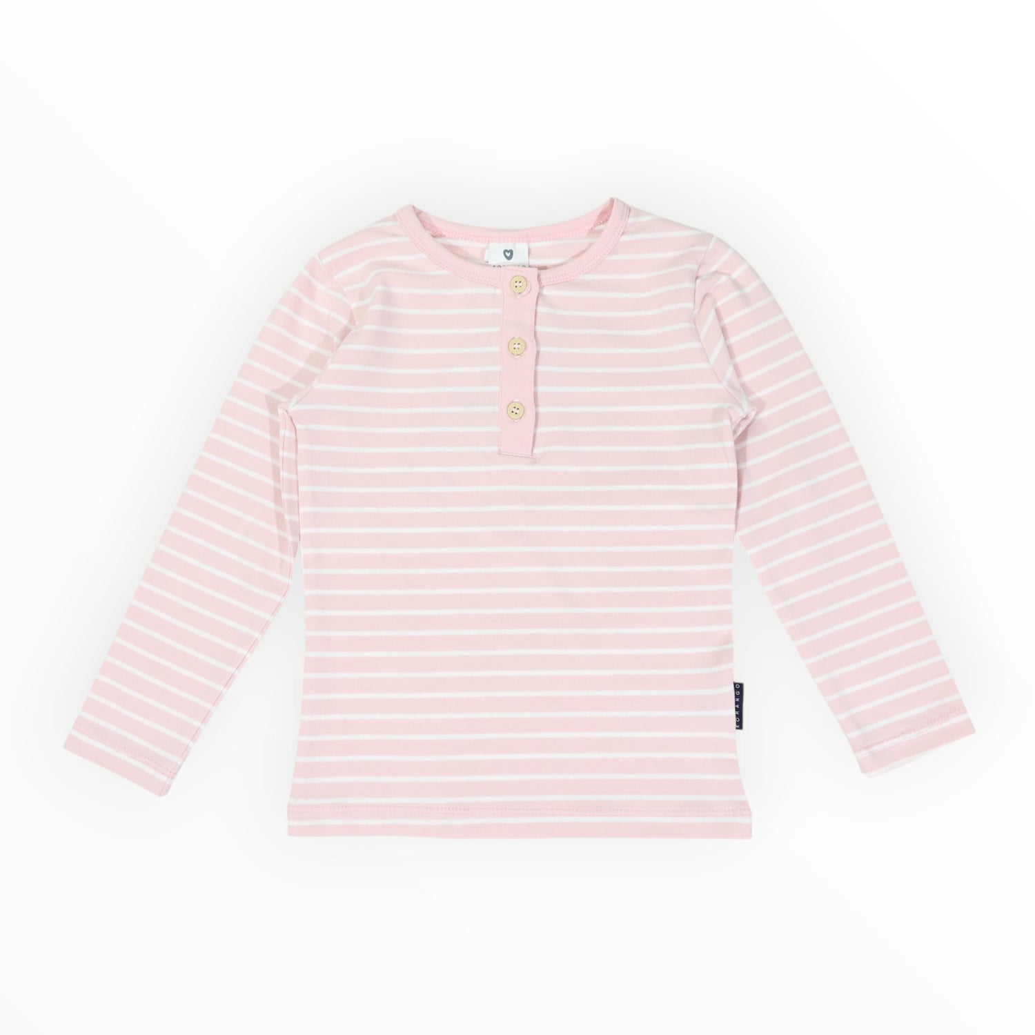 Cotton Henley Top Pink Stripe